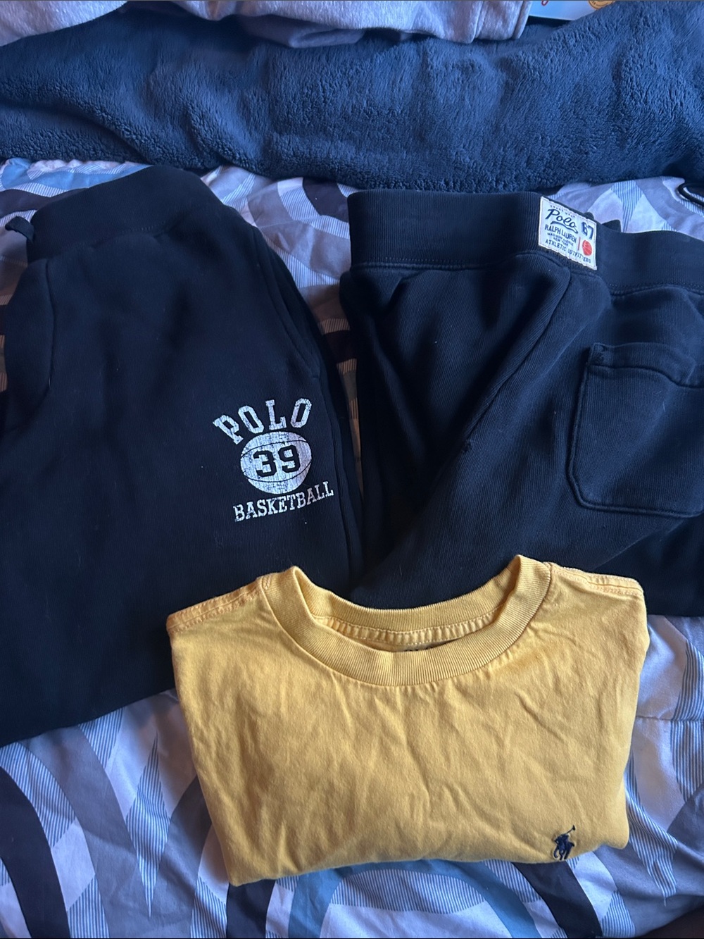 Polo by Ralph Lauren Yellow Tee with Black Polo Sweatpants